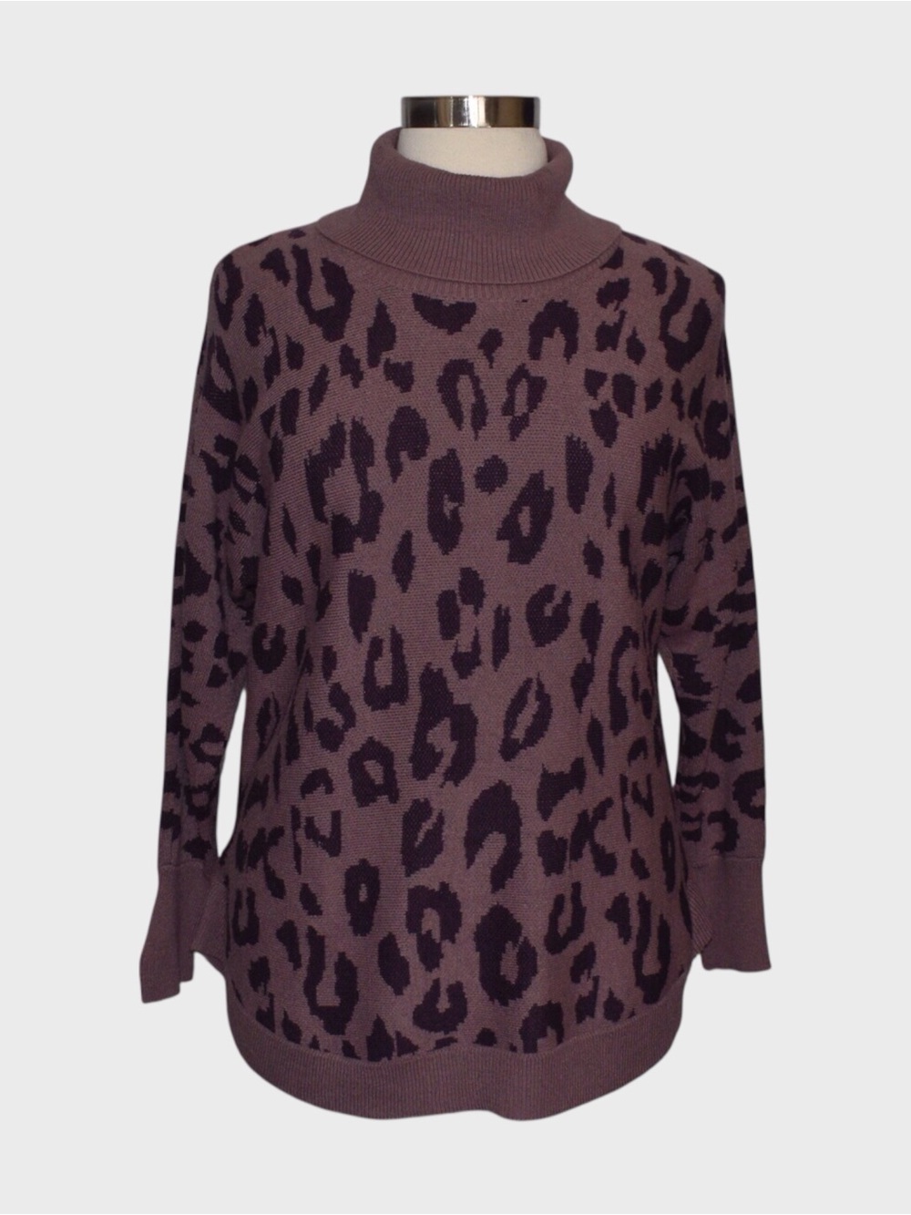 Liz Claiborne Leopard Print Turtleneck Sweater